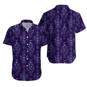 Spooky Mansion Hawaiian Shirt Graphic Print Short Sleeve Hawaiian Casual Shirt